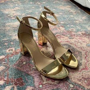 Unisa Gold Metallic Block Heels